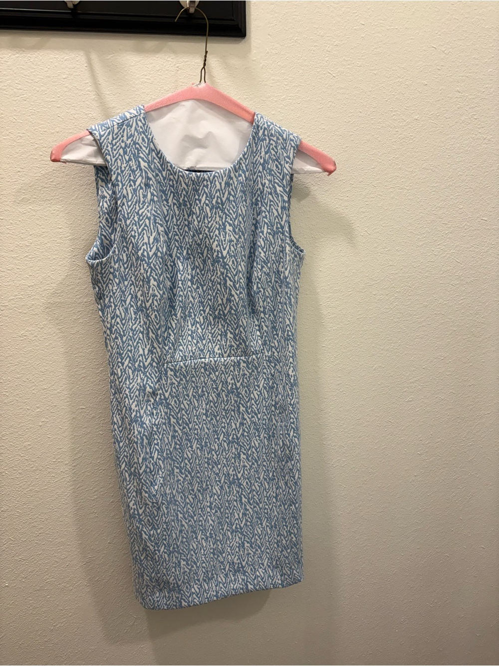 Calvin Klein Light Blue Patterned Midi Sheath Dress